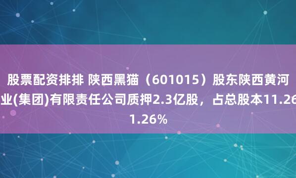 股票配资排排 陕西黑猫（601015）股东陕西黄河矿业(集团)有限责任公司质押2.3亿股，占总股本11.26%