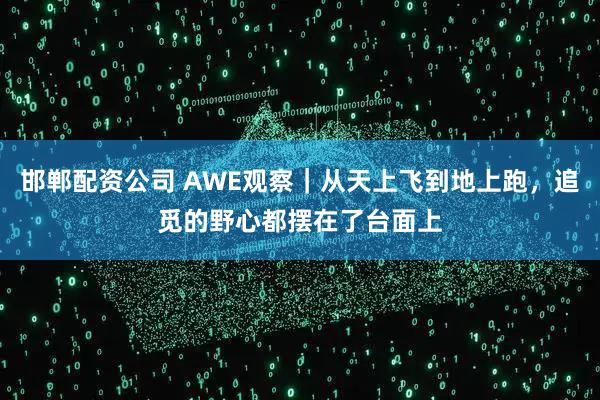 邯郸配资公司 AWE观察｜从天上飞到地上跑，追觅的野心都摆在了台面上